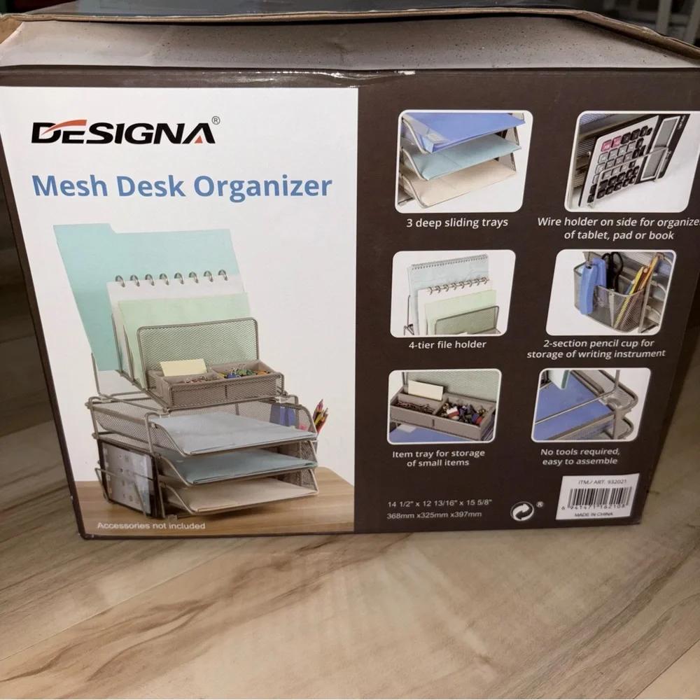 Silver Mesh Desk Organizer